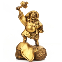 黃銅日本大黑天密宗財神像擺件錢袋家居供奉佛像裝飾工藝品
