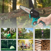 Portable Rechargeable Cordless Chainsaw for Wood Cutting Tree Pruning Electric Forest Garden Woodworking Chainsaw 4/6 Inch