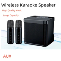 Portable Wireless Dual Microphone Karaoke Machine Bluetooth Speaker KTV DSP System HiFi Stereo Surround Subwoofer Caixa De Som