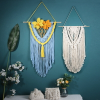 北歐ins簡約風 手工編織染色掛毯客廳臥室壁毯成品彩色藝術裝飾