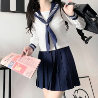正統jk制服短裙基礎款紺色白三本海軍風水手服日系校服套裝學院風