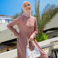 Gamis Senjakala Dress Warna Milo Bahan Katun Rayon Polos
