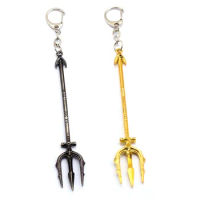 Movie Prop Trinket Aquaman Trident Keychains Bags Car Key Ring Zinc Alloy Pendant Key Chain