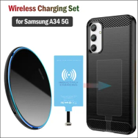 Wireless Charger+Receiver+Case for Samsung Galaxy A34 5G Phone Wireless Charging Set(Install Type-C Charger Adapter) A34