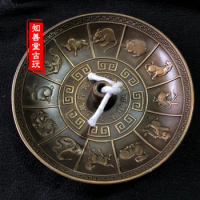 Pure copper zodiac longevity lamp oil lamp home temple Buddha lamp home decoration bronze