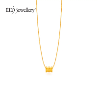 MJ Jewellery 999.9/24K Pure Gold Mini Tube Ring with 375/9K Gold Necklace Set
