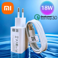 Original Xiaomi 18W Charger Fast Charge QC 3.0 EU Adapter For Redmi 12 10C 13R 12R Note 8 Pro 9 9T Poco M3 C40 Usb Type C Cable