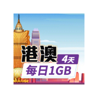 【飛速移動】港澳 4天｜每日1GB 高速流量吃到飽(香港網卡 澳門網卡 香港 澳門 網卡 網路 上網 sim卡)