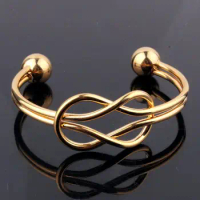 Granny Chic Knot Bangle Gold wire bangle charm bracelets Punk Stainless Steel Men's Wrist Personality rock Jewelry gift for love