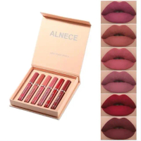 (COD) ALNECE 6 set lip gloss Lipgloss matte Lembut Tahan Lama Melembabkan Dengan Lipstick Lipstik