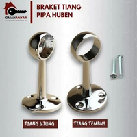 (2 SET) Braket Tiang Pipa Bulat SS Aluminium Tembus Buntu PT PU 19 25 3/4 1" HUBEN 1" Buntu (25mm)