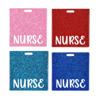 Nurse Badge Buddy Card Holder Fashionable Glitter Acrylic Lightweight Horizontal ID Name Identification Tag Nursing Accessories