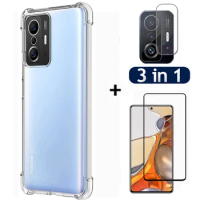3 in 1 Tempered Glass For Xiaomi 11T 13T Pro Soft TPU Protective Cover Case Mi 11TPro 11 T 13TPro 5G Screen Protector Lens Film