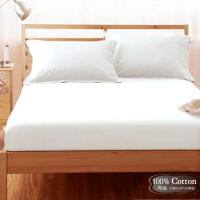 【LUST】素色簡約 純白/飯店白 100%純棉、雙人6尺精梳棉床包/歐式枕套《不含被套》(台灣製造)