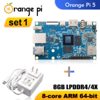 Orange Pi 5 + Power Supply Single Board Computer 8GB RAM RK3588S PCIE Module Externel Wifi+BT SSD Orange Pi5 Development Board