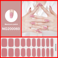 20Tips/Box Solid Color Amber Semi-cured Gel Nails Art Stickers Nail Gel Polish Strips Full Cover Gel Nail Stickers Press On Nail