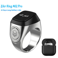 20mm Ring Tasbih Counter Bluetooth-compatible 5.1 5 Prayer Time Tally Counter Ring 0.49 Inch OLED Display Zinc Alloy for Muslims