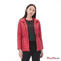 KeyWear奇威名品    質感連帽設計縮腰長袖外套-暗紅色
