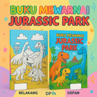 Buku Gambar Mewarnai [ JURASSIC PARK ] Anak Karakter Lucu  – Edukasi & Hiburan Kreatif | Buku Aktivi