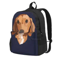 I Love My Dachshund Backpack For Student School Laptop Travel Bag Fart Dog Dachshund Brown Portrait