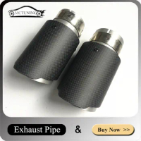 One Pair Straight Edge Frosted Matte Exhaust Pipe Car Universal Carbon Fiber Stainless Steel For Akrapovic Muffler Tip Nozzles