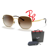 【RayBan 雷朋】適合小臉 時尚金屬太陽眼鏡 RB3682 001/13 51mm 金框漸層茶鏡片 公司貨