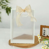 全城熱賣 - 小禮品袋透明伴手禮手提袋大號禮袋高級感禮物包裝盒子空定制批發禮袋+白茶魚尾紗 收藏加購送賀卡小號 18*8*26CM