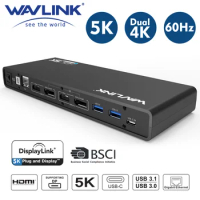 Wavlink Universal Docking Station Displaylink 5K USB-C Dual Display USB 3.0 Video Gigabit Ethernet HDMIport For Windows Mac OS