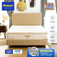 Uniland Springbed Scania Pillowtop - Kasur Spring Bed Full Set 90 x 200 Beige