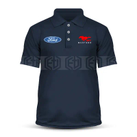 เสื้อยืดโปโล Ford GT Mustang, ปักคอปก, ไมโครไฟเบอร์, เสื้อยืดมอเตอร์สปอร์ตแข่งรถ, เสื้อยืดลำลอง, เสื