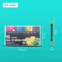 Kolorowy 24 36 48 Warna Brush Pen Spidol Double Head Drawing Pen Fine Art Watercolor Set Tinta Air A