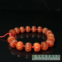明清工藝紅瑪瑙柿子紅南瓜珠手鏈手男女款手串珠子直徑14mm包郵