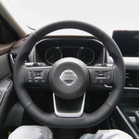 Leather Car Steering Wheel Cover Fit For Nissan X-Trail Qashqai March Serena Micra Kicks Altima Teana Interior Car Accessories
