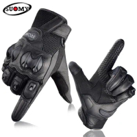 Suomy Motorcycle Gloves black Street Bike Leather Gloves Moto Retro Motocross Riding Men's Gloves ATV MTB Rider Guantes S-XXL