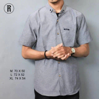 Kemeja polos pendek abu smok