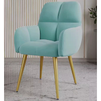 輕奢舒適軟包靠背扶手椅(【金腿款】淺藍)(尺寸:高80CM,坐寬39*36CM) 