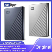 Western Digital 2TB 4TB My Passport Ultra Blue Portable External Hard Drive HDD USB-C and USB 3.1 Compatible for PC