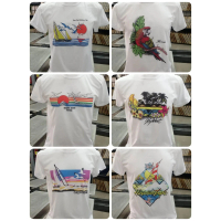 Vintage Hawaii 3D Dipped T-Shirt: เสื้อวิวฮาวาย สกรีนจม แนววินเทจ ผ้าบาง S-5XL