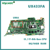 UX433FA Mainboard For ASUS ZenBook UX433F UX433FN U4300F UX433FA Laptop Motherboard With i3 / i7-8th Gen CPU 8G/16GB RAM