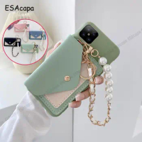 TPU Pearl Bracelet Chain Phone Case For Huawei Nova 8 7i 6 5i 4 3 Pro SE Flip Leather Wallet Cover For Huawei Mate 40 30 20 Pro