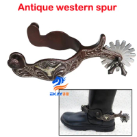 Antique western spur,cowboy spur,hand engraved.Rowel with jingle bobs(SSp5107).