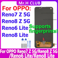 OLED Screen With Fingerprint For OPPO Reno7 Z 5G / Reno8 Z 5G / Reno6 Lite / Reno8 Lite LCD Display Touch Screen Replacement
