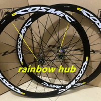 New 700C rainbow hub depth 30/40/50 mm Road bike Aluminum bicycle wheelset clincher rims V Disc brake Thru Axle center lock hub