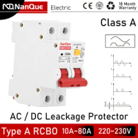 Type A RCBO DC Leackage Protector Class A RCD Mini Residual Current Circuit Breaker DPN AC DC 230V 110V 10A 16A 25A 32Amp