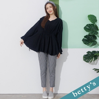 betty’s貝蒂思  高腰經典格子直筒褲(黑色)