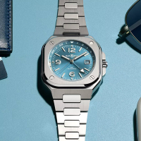 Bell &amp; Ross BR 05系列 GMT Sky Blue 雙時區機械腕錶-41mm(BR05G-PB-ST/SST)