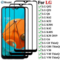 3Pcs/Lot Full Cover Tempered Glass For LG Q51 Q52 Q6 Screen Protector On LG K62 K52 K50S K42 K40S K30 2019 G6 G8S V40 V50 ThinQ