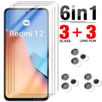 6in1 Protective Glass Case For Xiaomi Redmi 12 4G Tempered Film 6.79inch Xioami Redmi 12 Redmi12 Screen Camera Lens Protectors