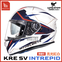 MT 安全帽 KRE SV INTREPID 亮光紅白 內鏡 全罩 安全帽 公司貨 西班牙品牌 耀瑪騎士機車部品