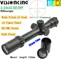 Visionking 1-14x32 ED Illuminated Riflescope HD FMC Green Wide Filed of View Airsoft Hunting Sniper Side Focus Optical Sight SFP